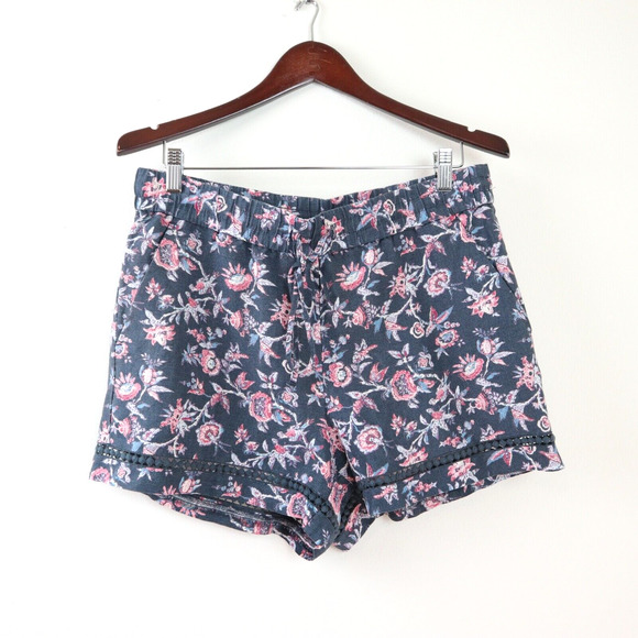 Ann Taylor LOFT Size M Linen Blend Lightweight Shorts Floral Print - Picture 1 of 7